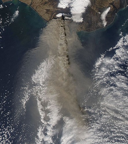 The Eyjafjallajokull volcano in Iceland, as captured by NASAs Aqua satellite on April 17, 2010. The Eyjafjallajokull volcano in Iceland, as captured by NASAs Aqua satellite on April 17, 2010.