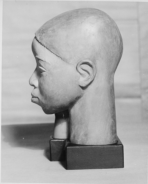 A sculpture (Chester) by artist Sargent Johnson.