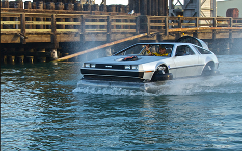 The Delorean hovercraft in action. The Delorean hovercraft in action.