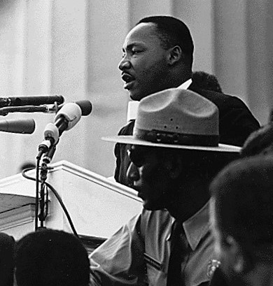 Dr. Martin Luther King giving his I Have a Dream speech in Washington, DC, on August 28, 1963.