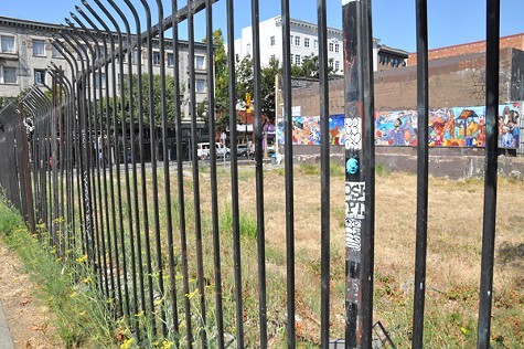 The vacant lot at Telegraph Avenue and Haste Street.