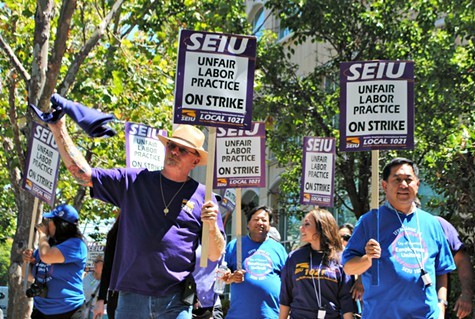 SEIU workers launched a three-strike this morning.