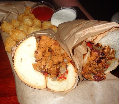 Sandwich and tater tots at Benders