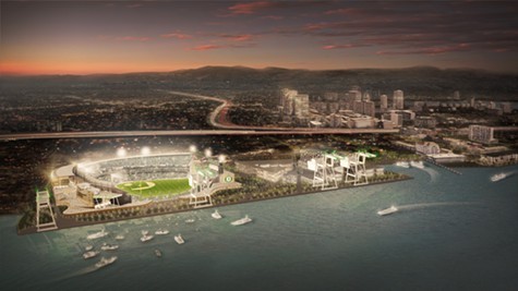 The proposed ballpark at Howard Terminal.