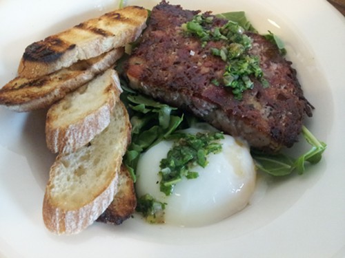 Grilled pork terrine = breakfast of champions. Grilled pork terrine = breakfast of champions.