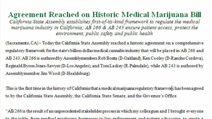 California Lawmakers Regulate Medical Cannabis – Historic Deal Announced