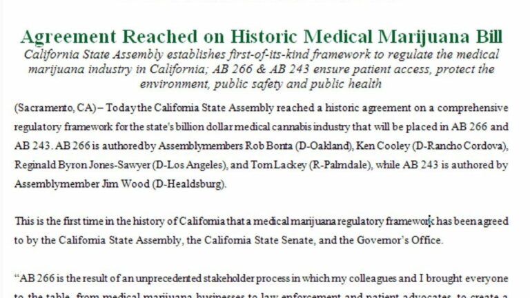 California Lawmakers Regulate Medical Cannabis – Historic Deal Announced