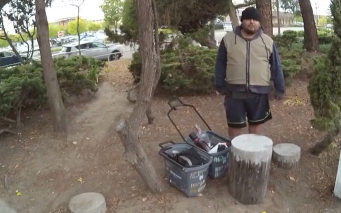 A screenshot from police body camera footage provided by the Alameda Police Department, shows Mario Arenales Gonzalez, who died in police custody in Alameda, Calif., April 19, 2021. (Alameda Police Department via The New York Times)