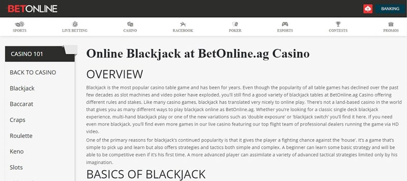 betonline blackjack, best sites