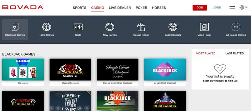 bovada blackjack, best sites to play online