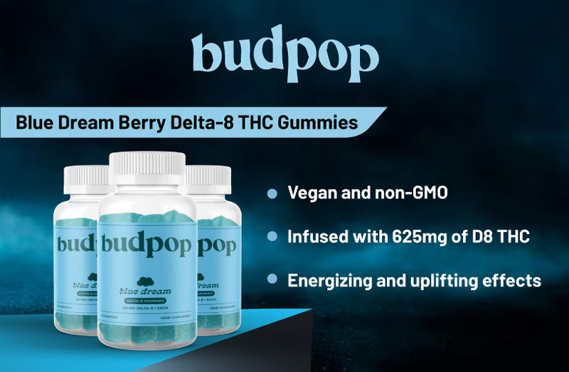 BudPop Blue Dream Berry Delta-8 THC Gummies
